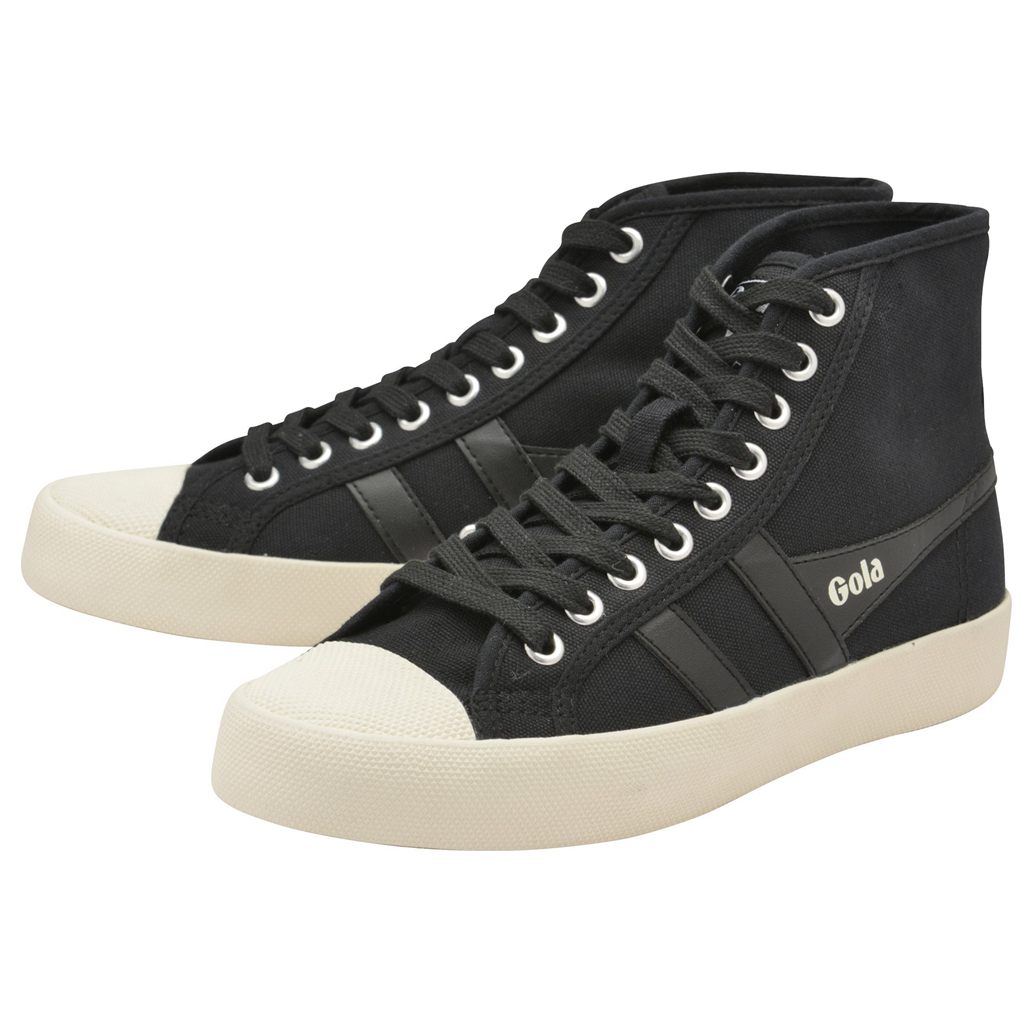 Gola Vegan Classics Coaster High Sneakers Negras Blancas España | DXU-073628