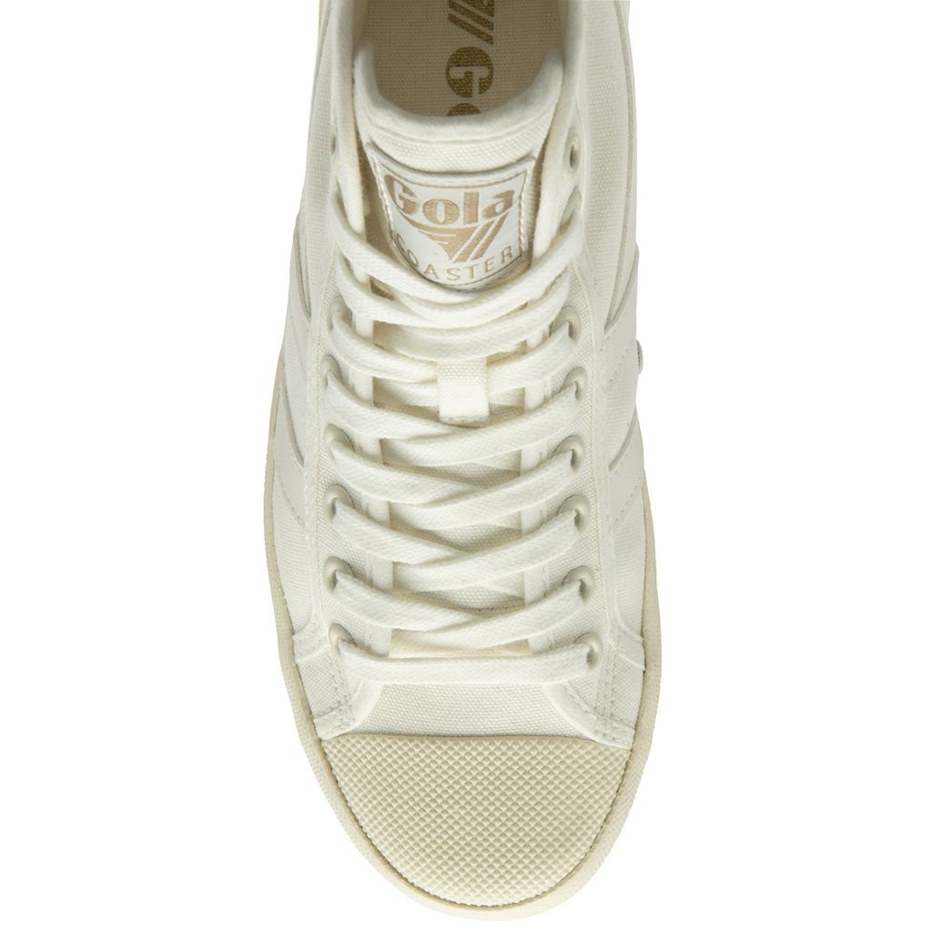 Gola Vegan Classics Coaster High Sneakers Blancas Doradas España | QEI-956178