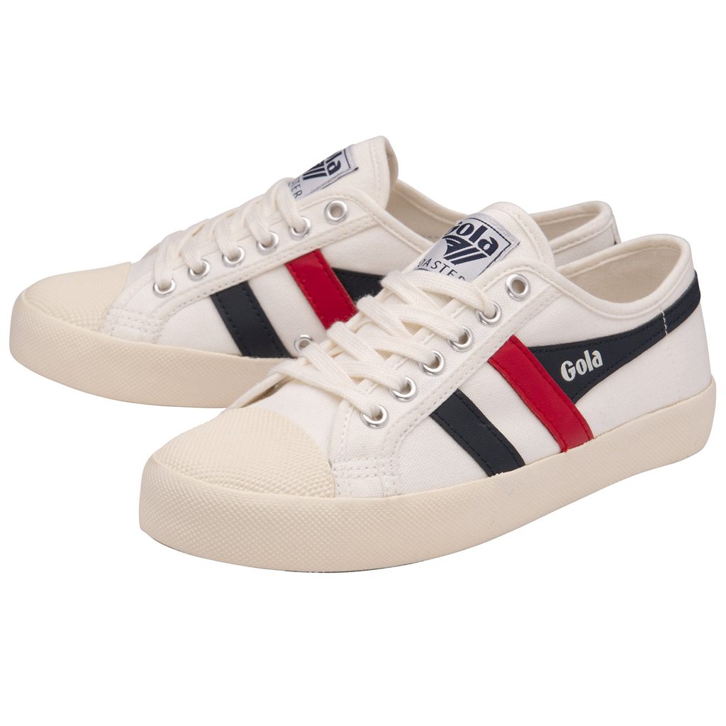 Gola Vegan Classics Coaster Shoes Blancas Azul Marino Rojas España | SHZ-154283