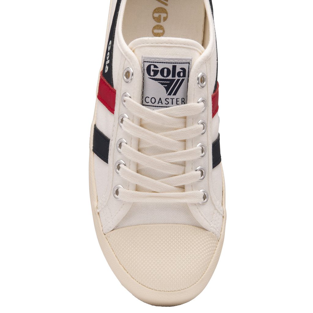 Gola Vegan Classics Coaster Shoes Blancas Azul Marino Rojas España | SHZ-154283