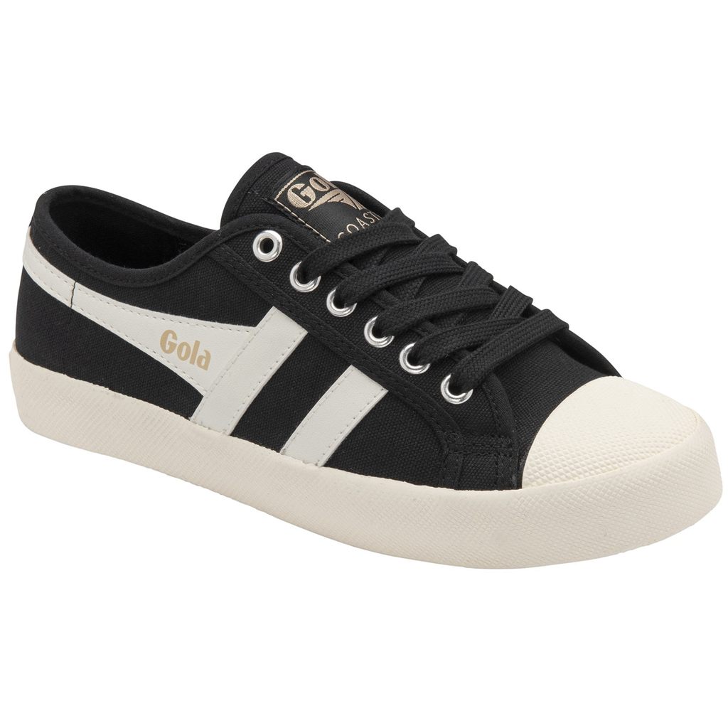 Gola Vegan Classics Coaster Shoes Negras Blancas Doradas España | TAW-074921