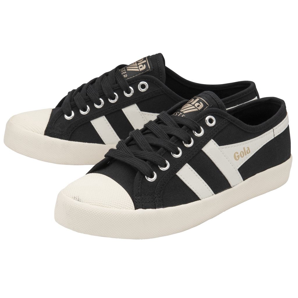 Gola Vegan Classics Coaster Shoes Negras Blancas Doradas España | TAW-074921