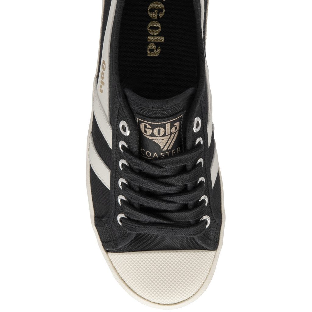 Gola Vegan Classics Coaster Shoes Negras Blancas Doradas España | TAW-074921