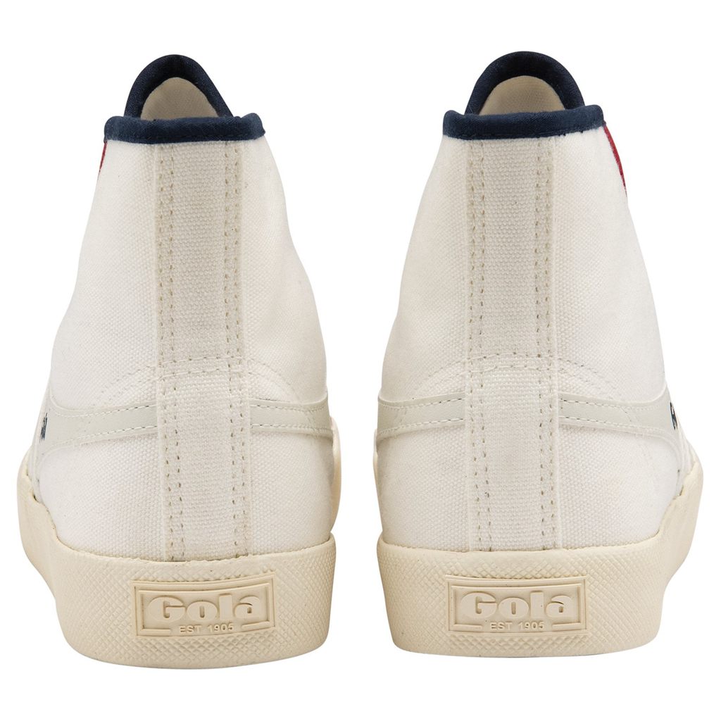Gola Vegan Classics Coaster Smash High Shoes Blancas Azul Marino Rojas Oscuro España | HAV-072145