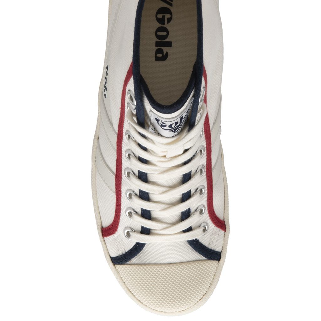 Gola Vegan Classics Coaster Smash High Shoes Blancas Azul Marino Rojas Oscuro España | HAV-072145