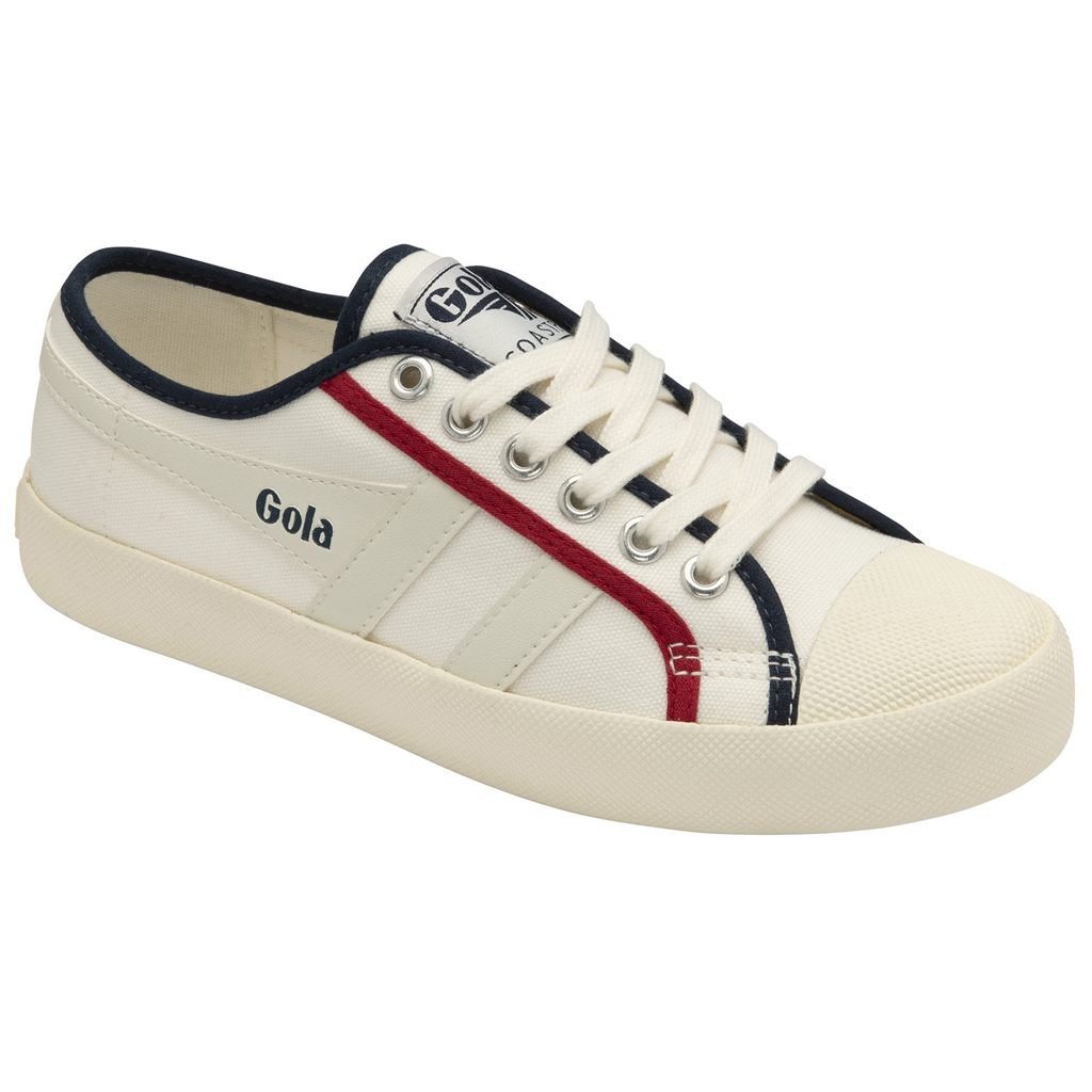 Gola Vegan Classics Coaster Smash Shoes Blancas Azul Marino Rojas Oscuro España | PZL-652308