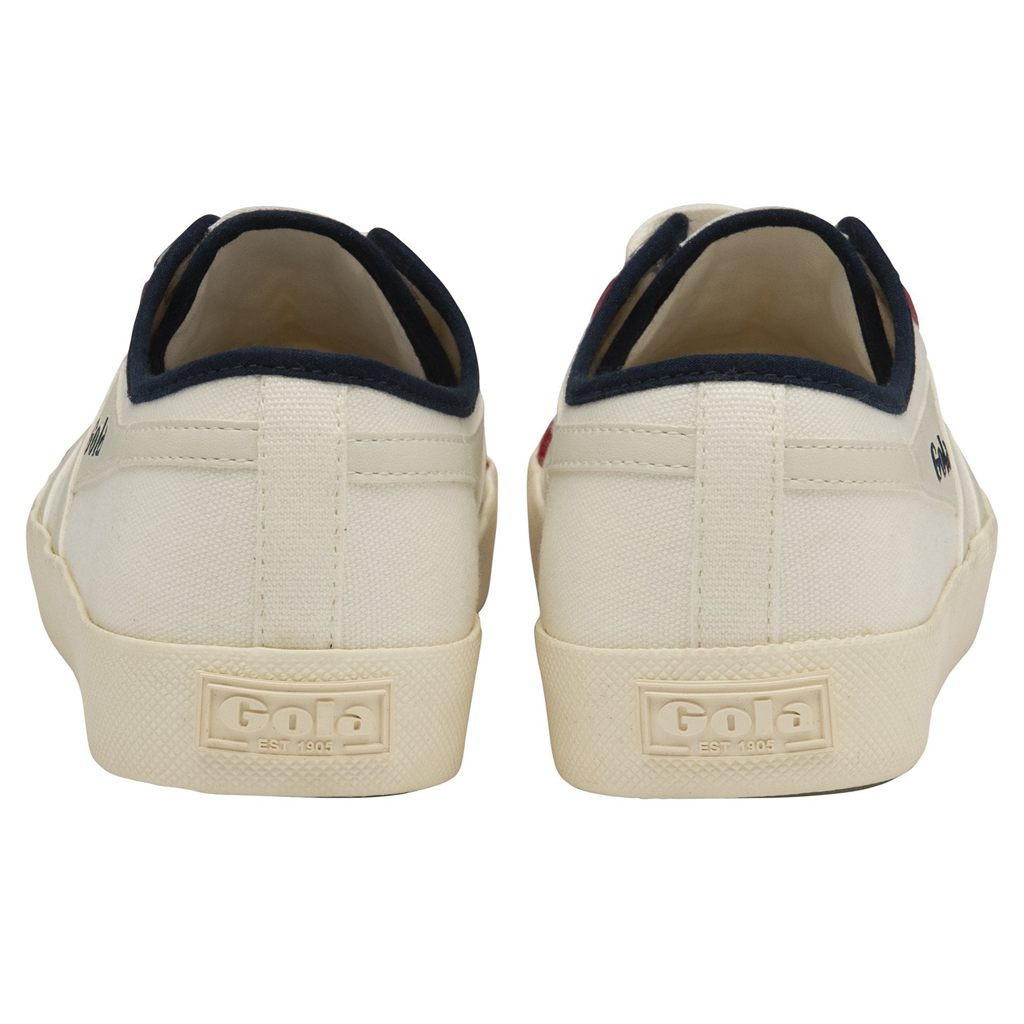 Gola Vegan Classics Coaster Smash Shoes Blancas Azul Marino Rojas Oscuro España | PZL-652308