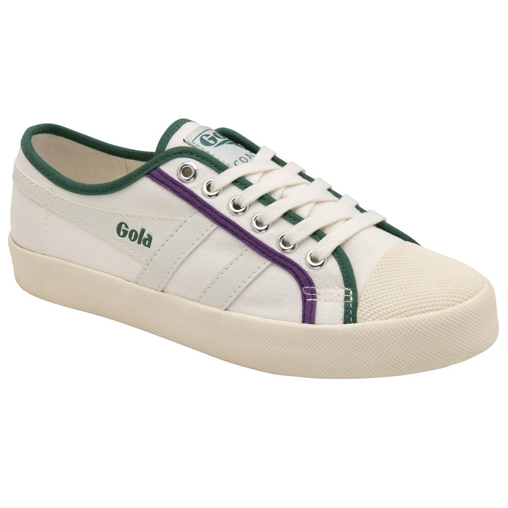 Gola Vegan Classics Coaster Smash Shoes Blancas Verde Oscuro Moradas España | TBA-476981