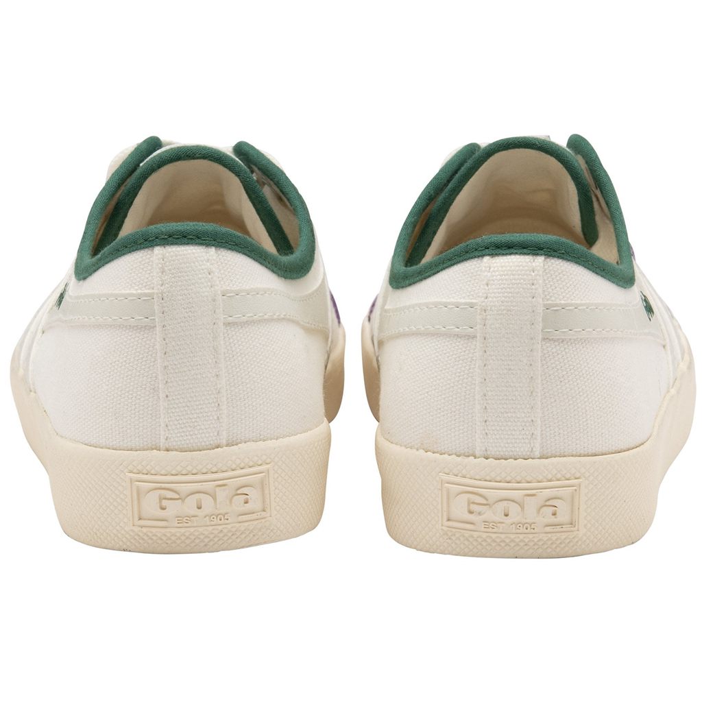 Gola Vegan Classics Coaster Smash Shoes Blancas Verde Oscuro Moradas España | TBA-476981
