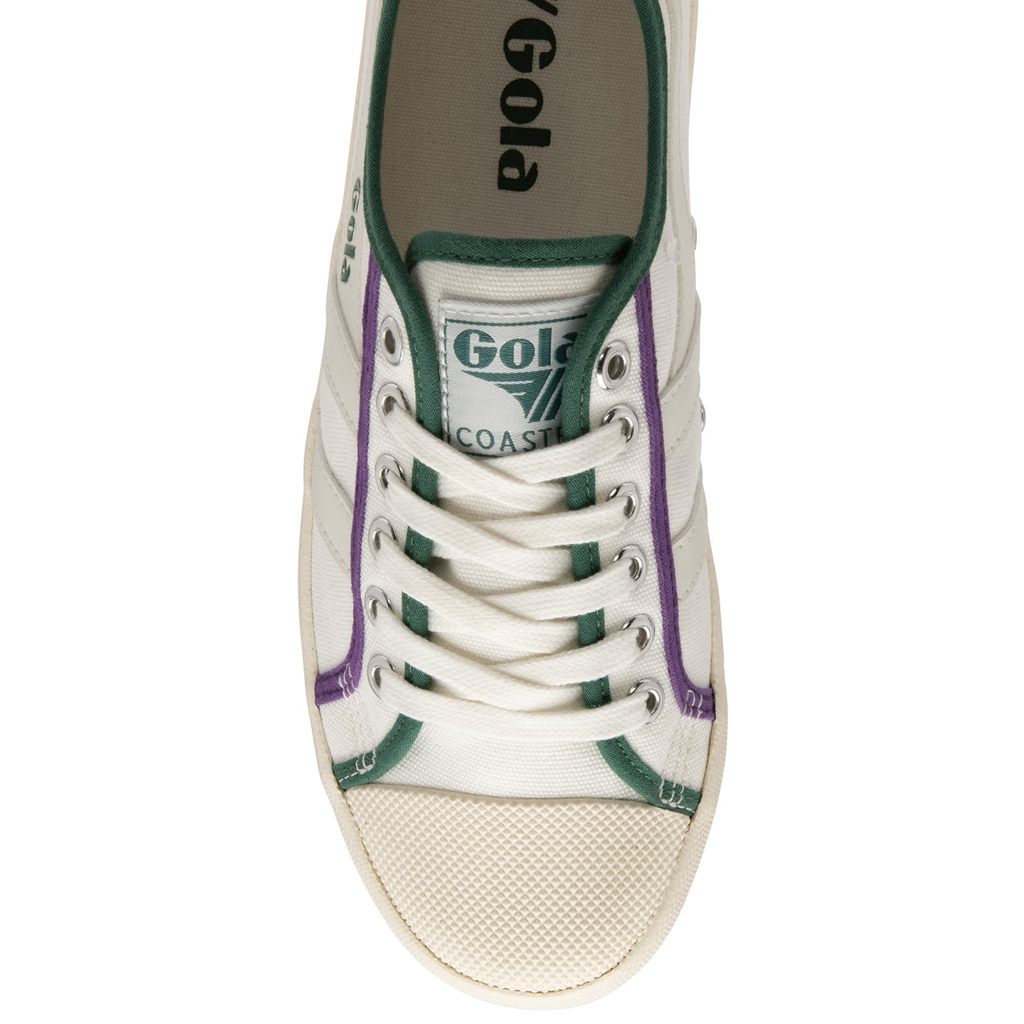 Gola Vegan Classics Coaster Smash Shoes Blancas Verde Oscuro Moradas España | TBA-476981