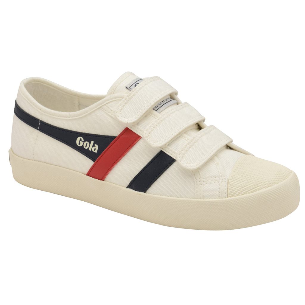 Gola Vegan Classics Coaster Strap Sneakers Blancas Azul Marino Rojas España | PWC-726049
