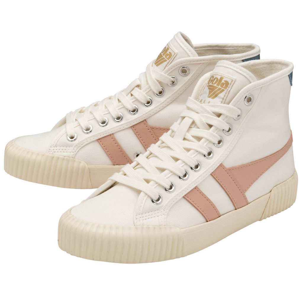 Gola Vegan Classics Rally High Plimsoll Sneakers Blancas Rosas España | ASY-092357